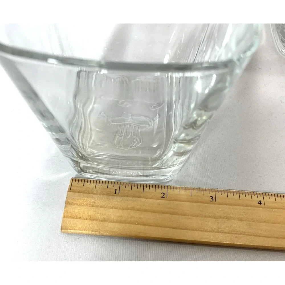 Crown‎ Royal Rocks Glasses X2 Heavy Square Flared Cocktail Lowball Tumblers EUC